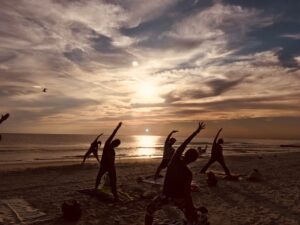 Sunset beach yoga