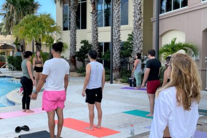 April Poolside Yoga and Swim Party