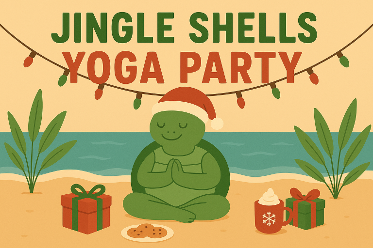 Jingle Shells Beach Yoga party