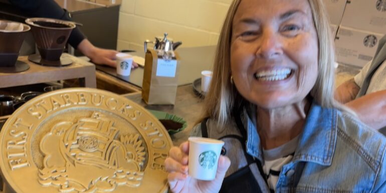 Sherry at Starbucks, Pike Street, Seattle
